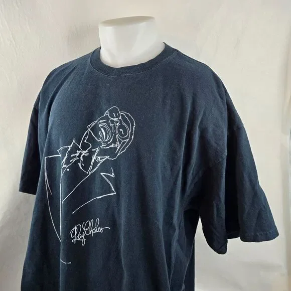Ray Charles Mens XL Black Graphic T Shirt 1998 Vintage Gear Ink New Orleans - Picture 5 of 8